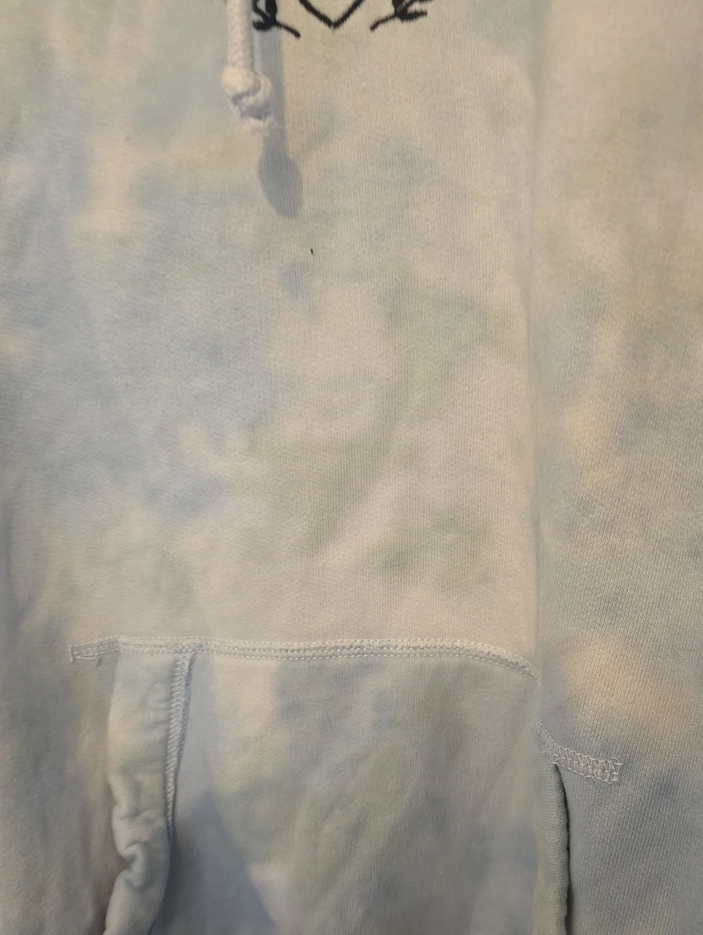 Hollister Men's Pale Blue & White Tie-Dye Zip Hoodie